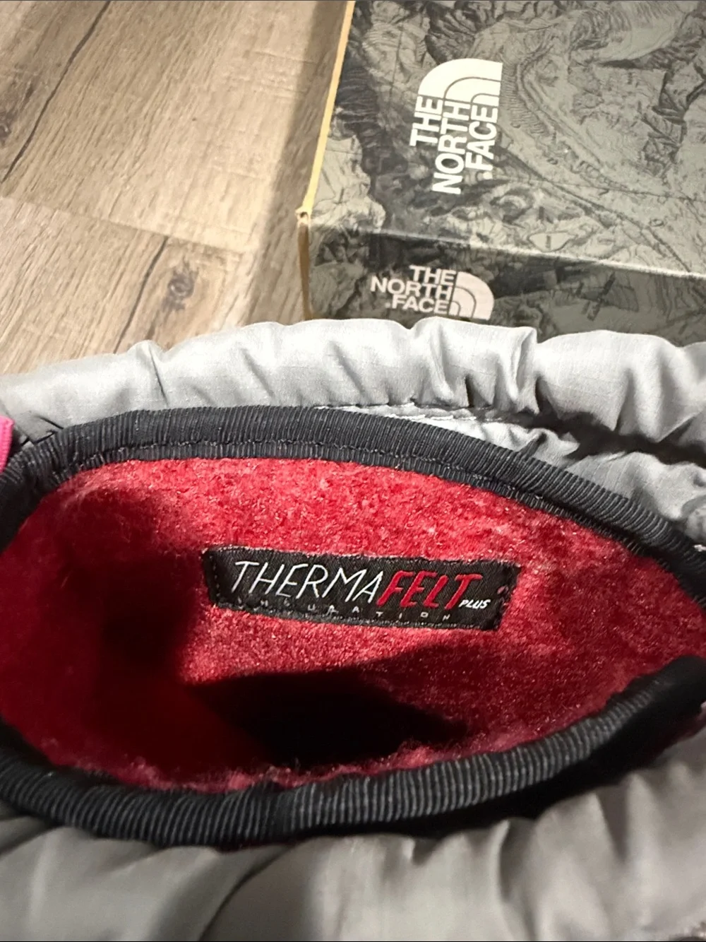 The North Face Gray and Pink Kids Snow Boots